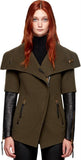 Ceces Double Face Wool Jacket with Leather Sleeves