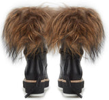 Tiber Mid Calf Leather Boot w Mongolian Fur